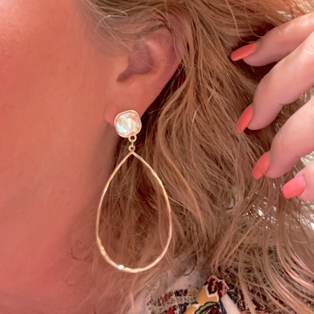 Iridescent gold dangle earrings